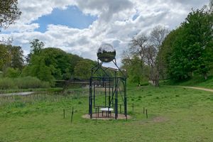 [Lucy + Jorge Orta][0], _Gazing Ball_ (2018). Yorkshire Sculpture Park, United Kingdom. Photo: Georges Armaos. 


[0]: https://ocula.com/artists/lucy-jorge-orta/